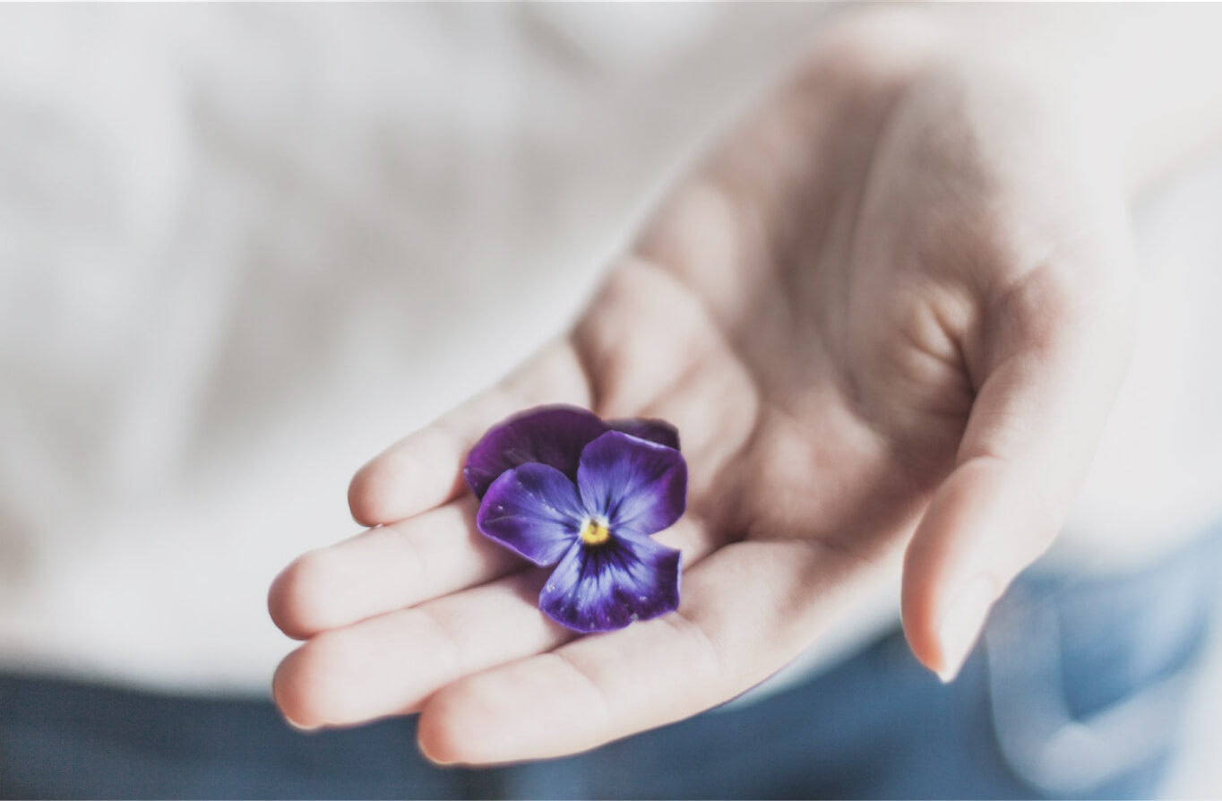 hand holding flower